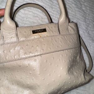 Kate Spade Beige Ostrich-Embossed Satchel
